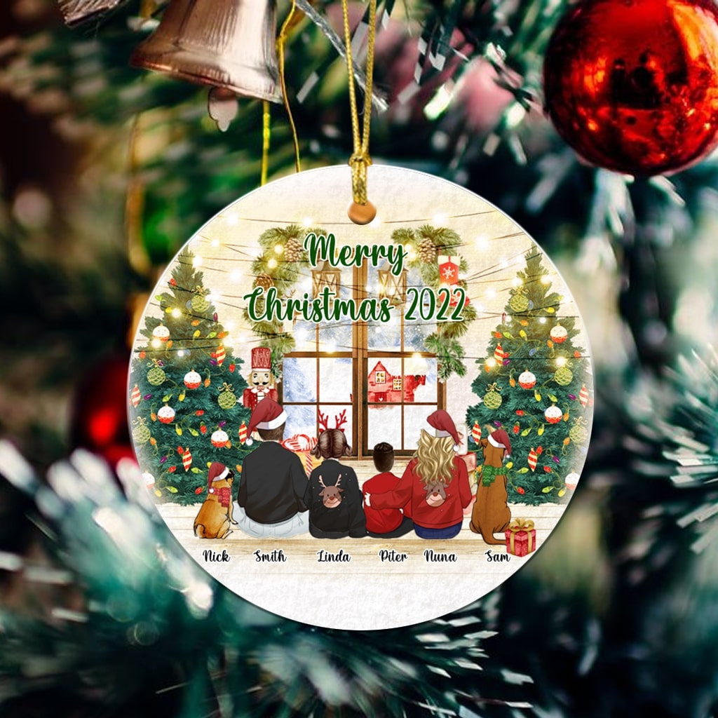 Merry Christmas 2022 - Personalize Family - Ornaments Gift - Dog and Family - type 2