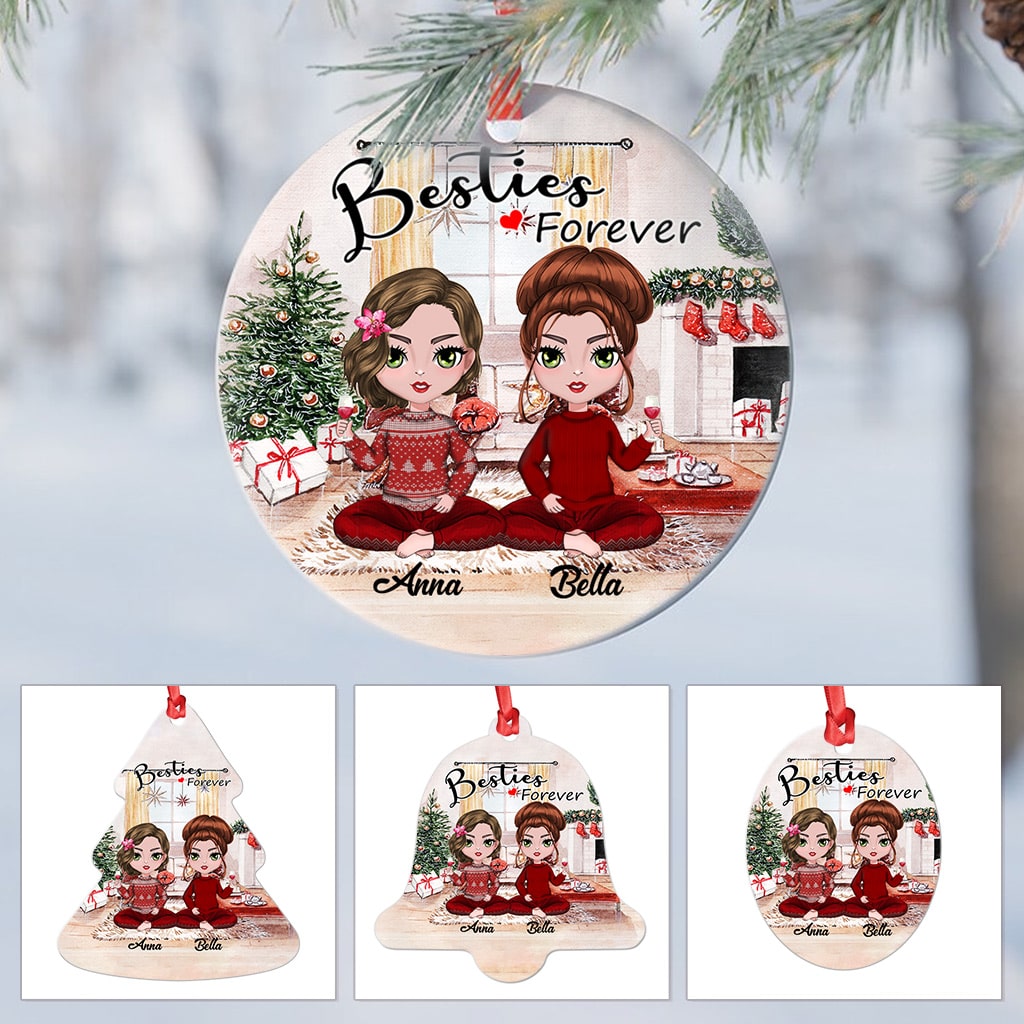 Personalized Christmas Ornaments Gifts -Best Friends Besties Forever - Personalized Ornaments