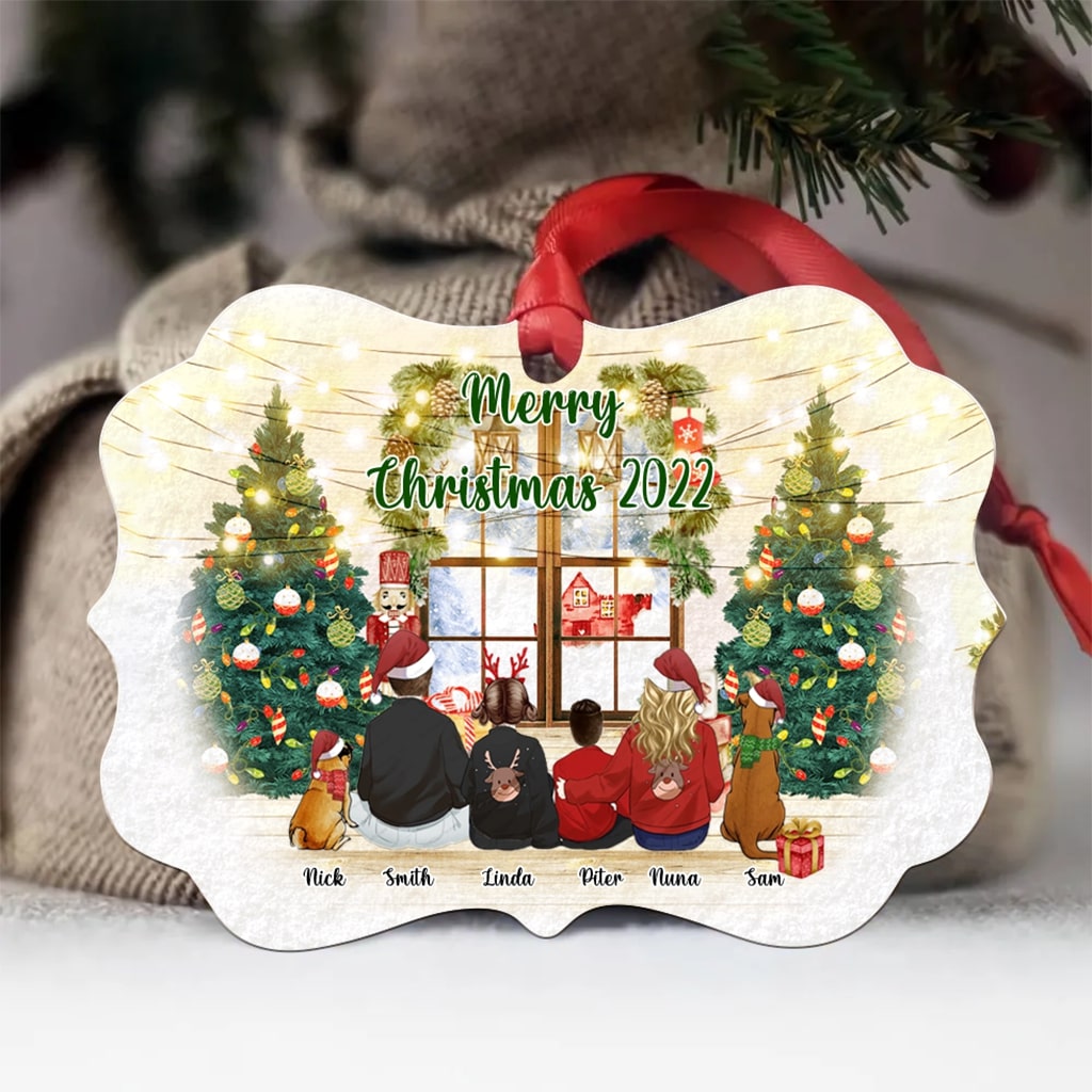 Personalize Christmas Family Ornaments- Custom Ornaments Gift - Dog and Family - Personalized Ornaments