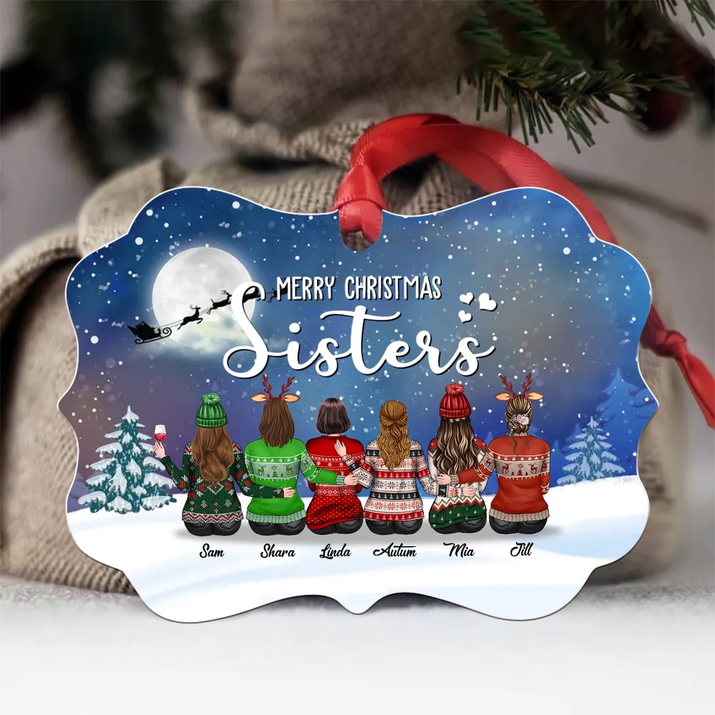 Best Friend - Up to 6 Girls - Personalized Christmas Ornaments - Custom Ornaments - Type 2