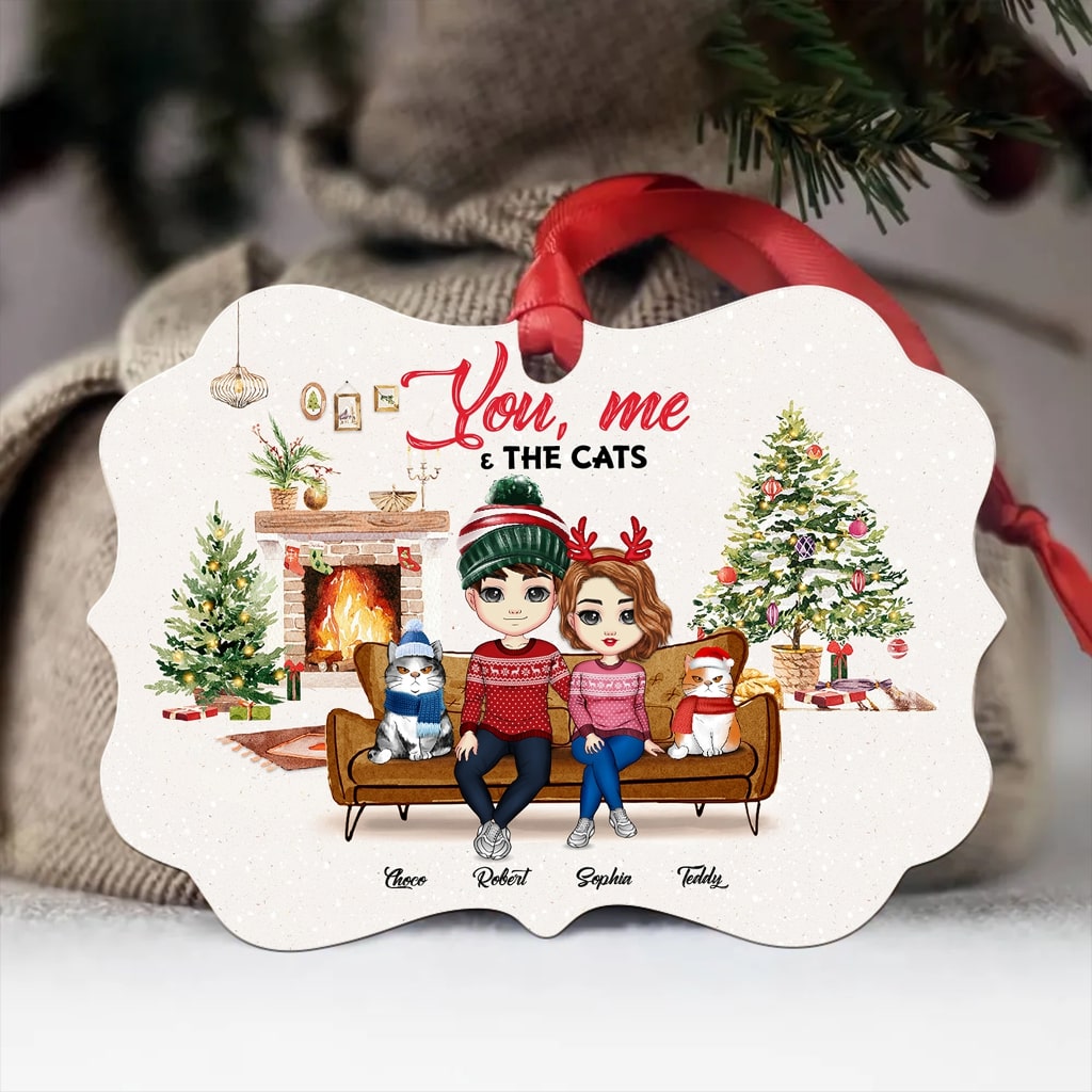 Personalized Christmas Ornaments - You Me & The Cats X'mas - Personalized Christmas Ornaments Medallion