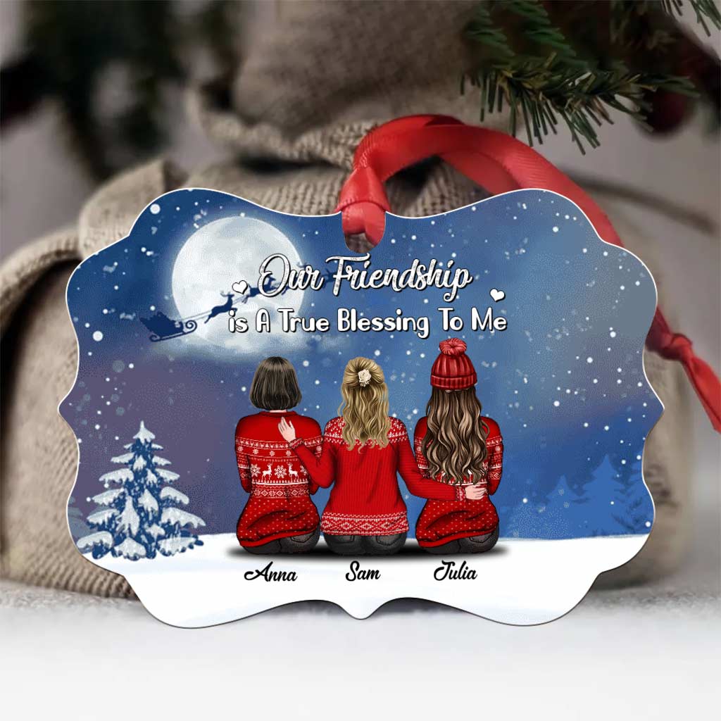 Personalized Best Friends Gifts - Our Friendship is A True Blessing To Me Ornaments Christmas - Custom Christmas Ornament Gift