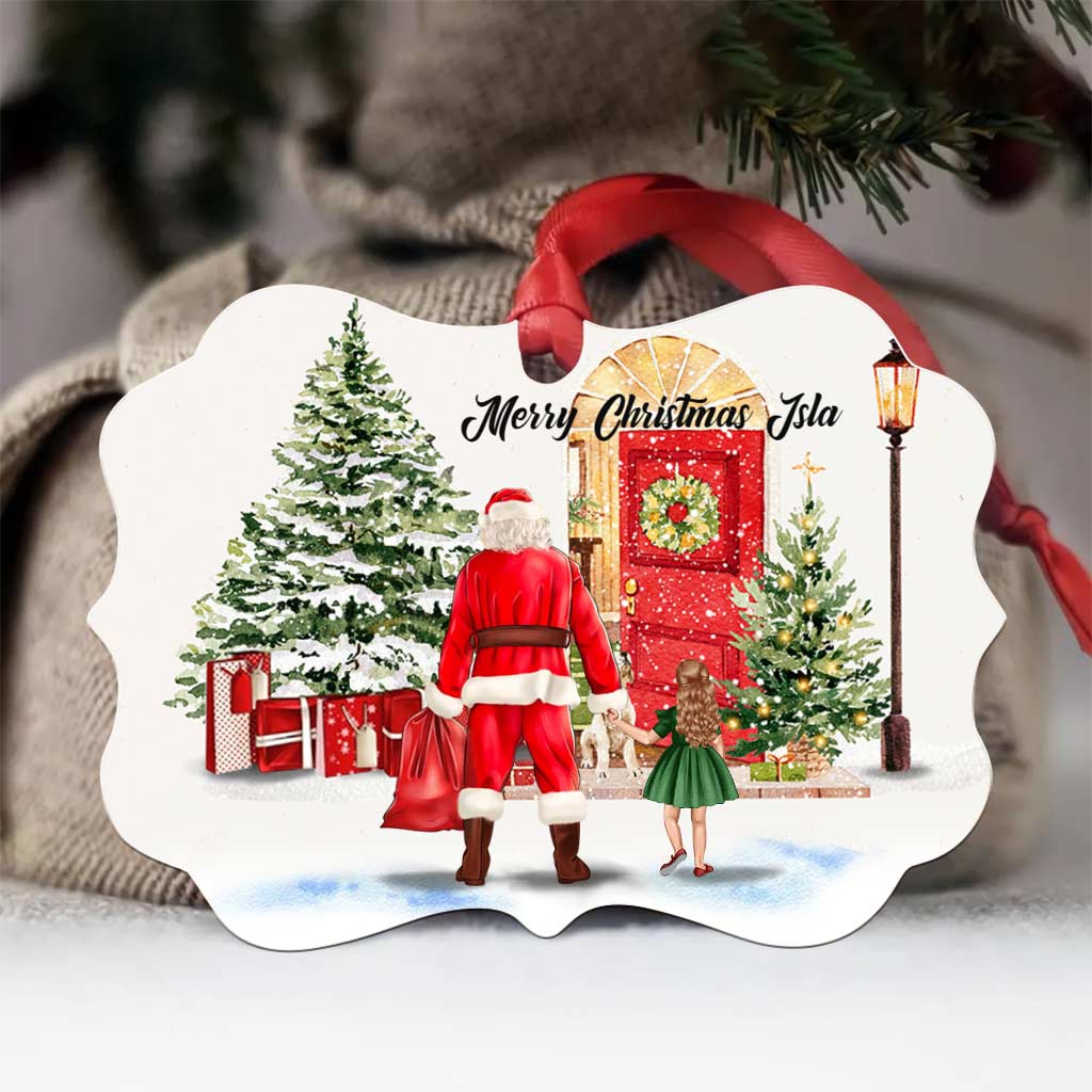 Santa Claus X'mas with Girl Ornaments Christmas - Custom Christmas Ornament Gift - Personalized Ornament Medallion