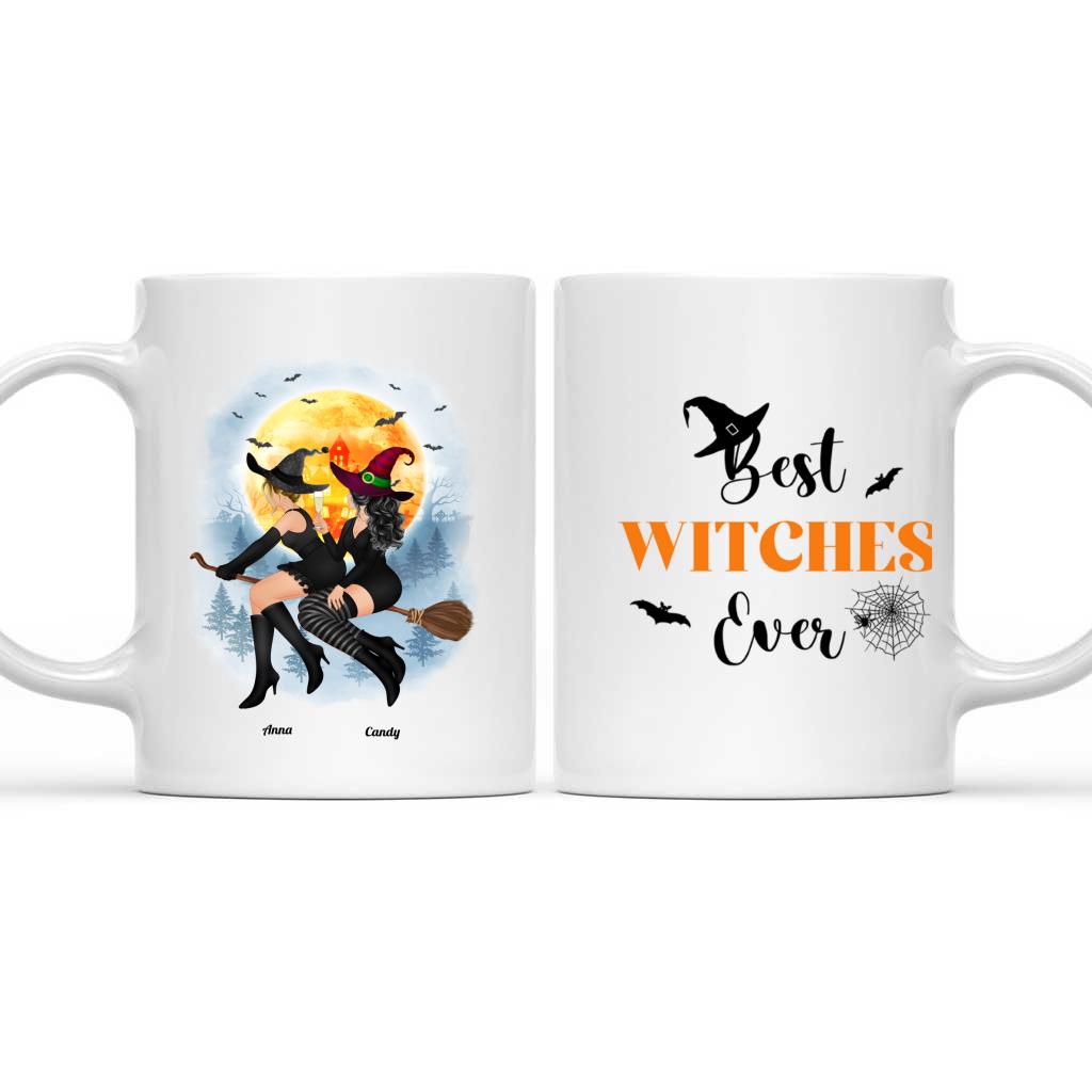 Halloween Witches - Best Witches Ever - 2 Witches're Flying on Broom - Personalized Mug