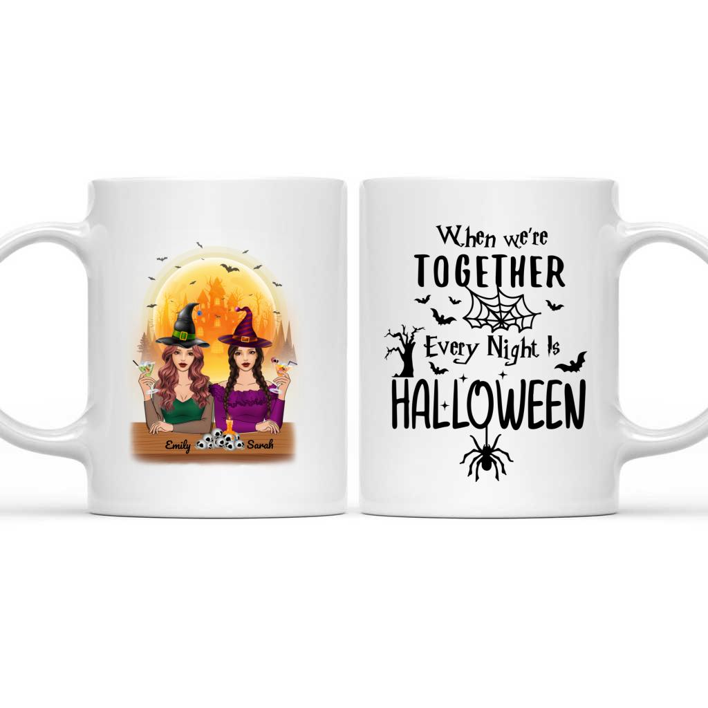 Halloween Party - Side by side or miles apart, Witches will always be connected by heart - Personalized Mug