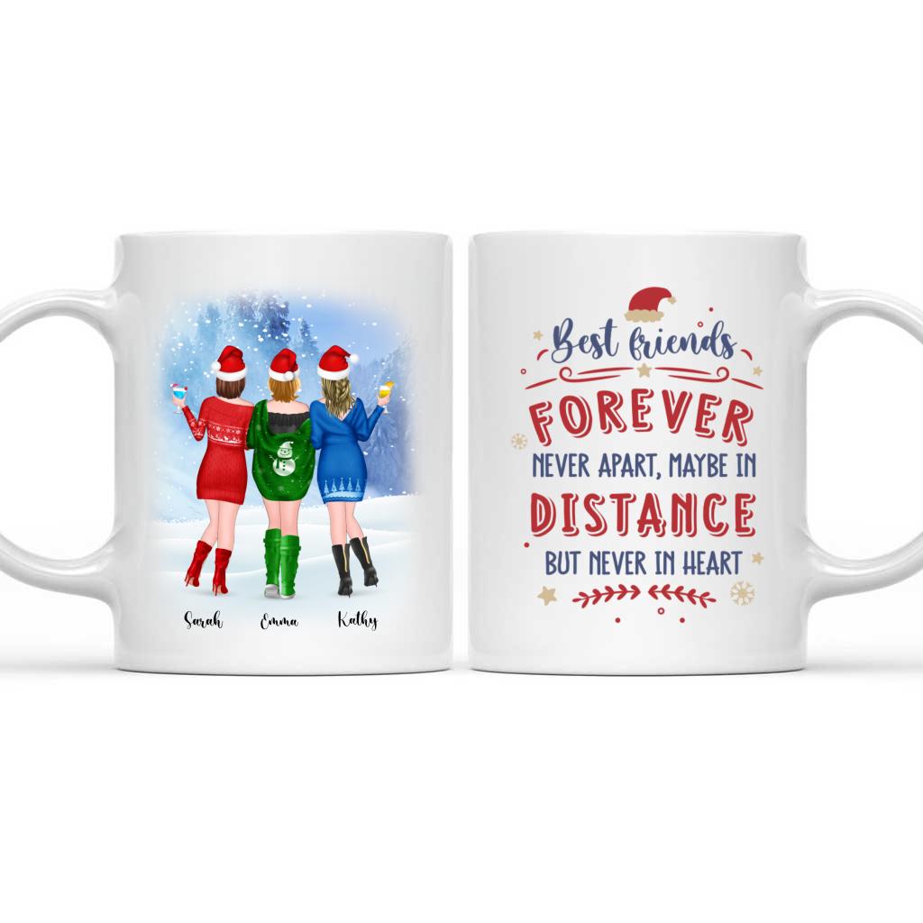 christmas - Sisters will always be connected by heart - Sister Mugs - Personalized Mug