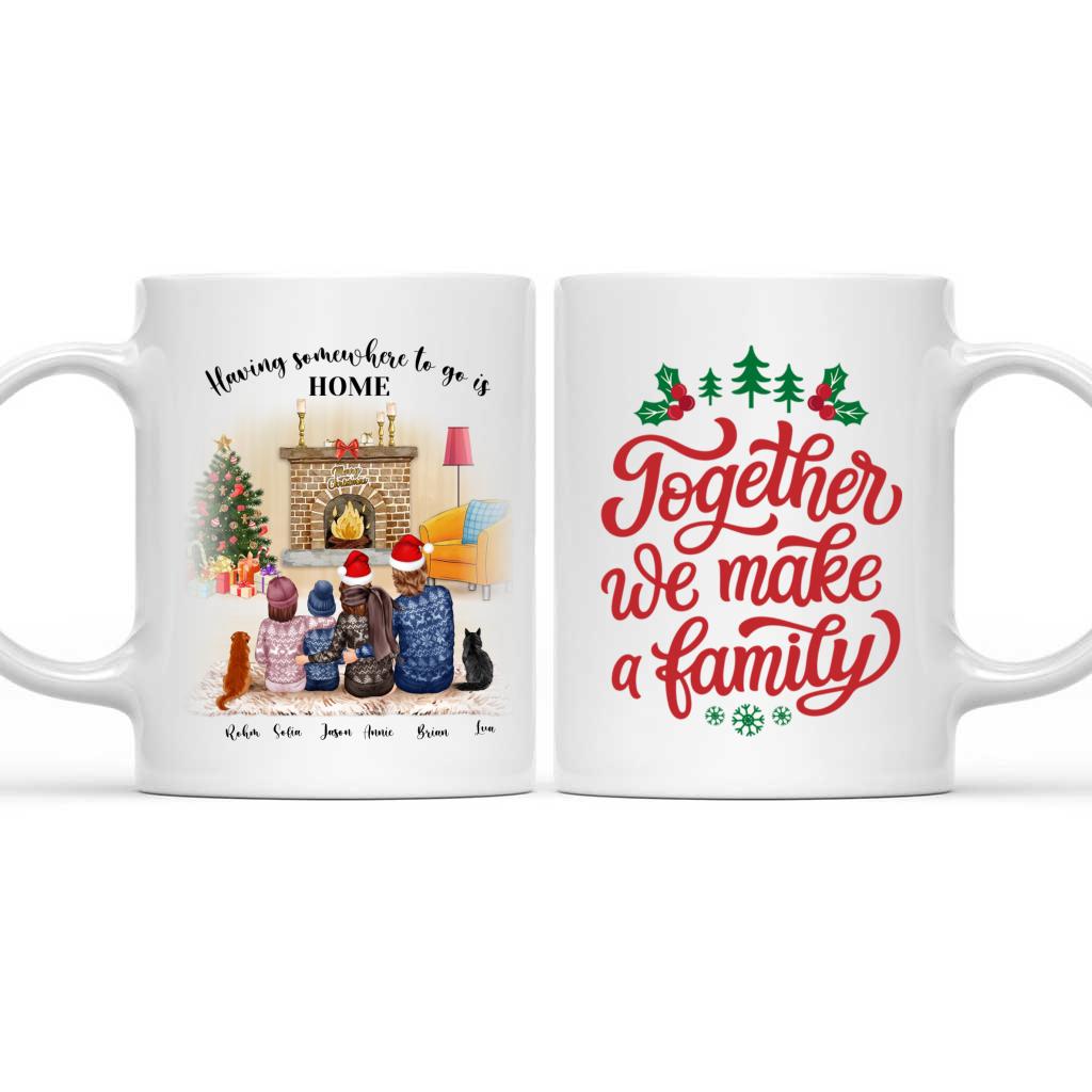 Christmas Mug 2022 - Custom Family and Cat, Dog - Personalized Mug