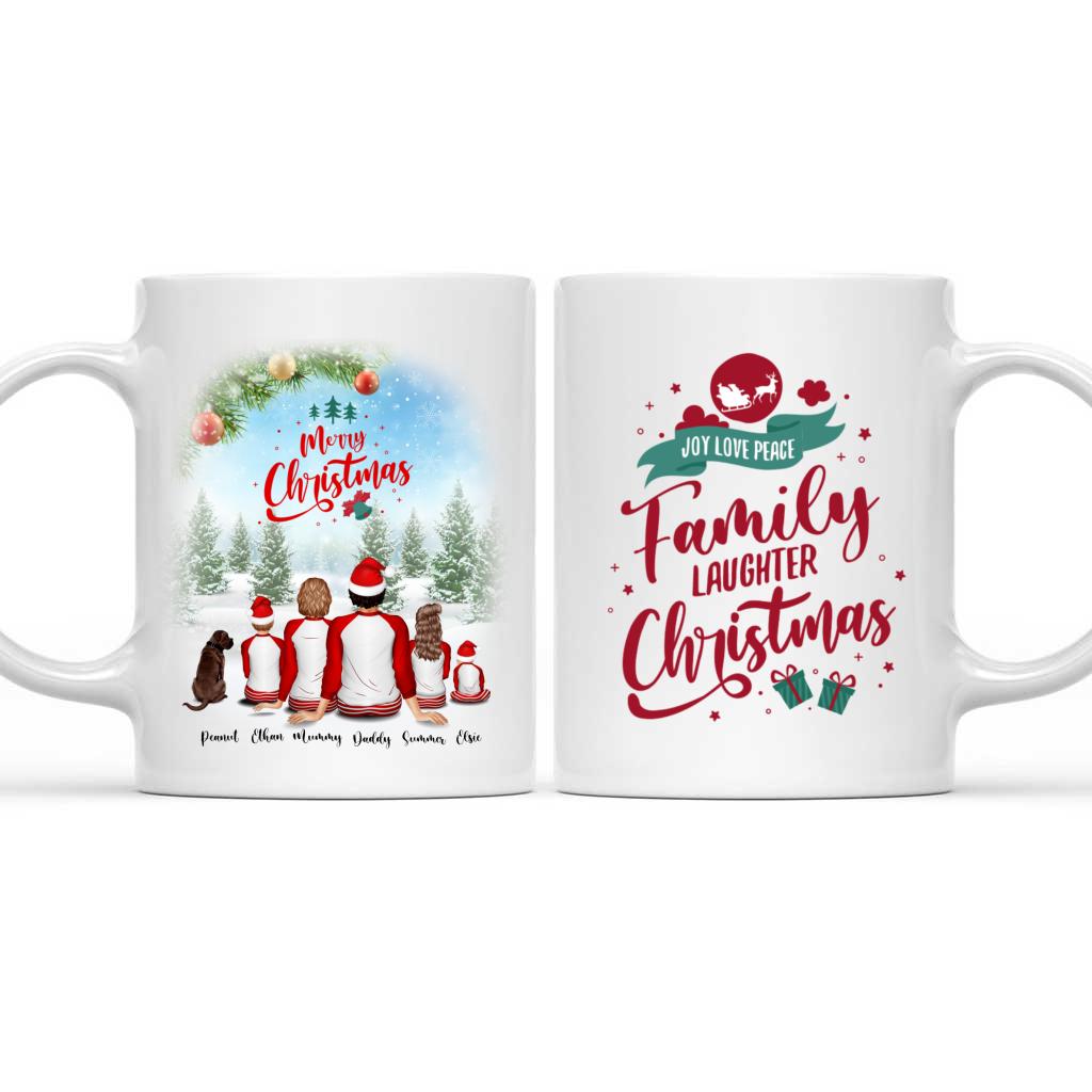 Christmas 2022- Personalized Mug - Chrismas Family and Dog - Custom Family