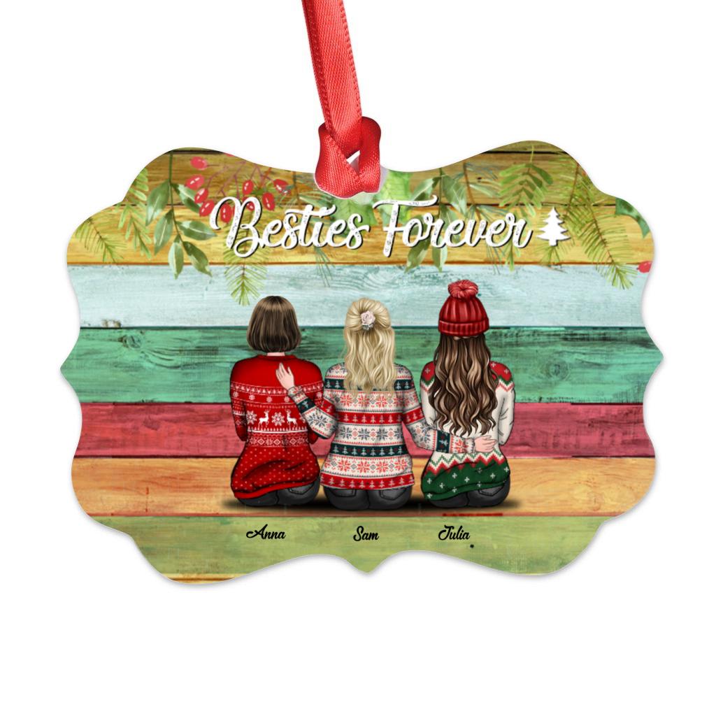 Personalized Friendship Christmas Ornaments Medallion - Besties Forever Ornaments Christmas - Custom Christmas Ornament Gift