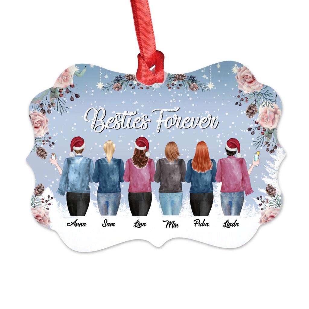 Up to 6 Girls- Besties Forever -  Custom Christmas Ornament Gift - Personalized Friends Ornaments