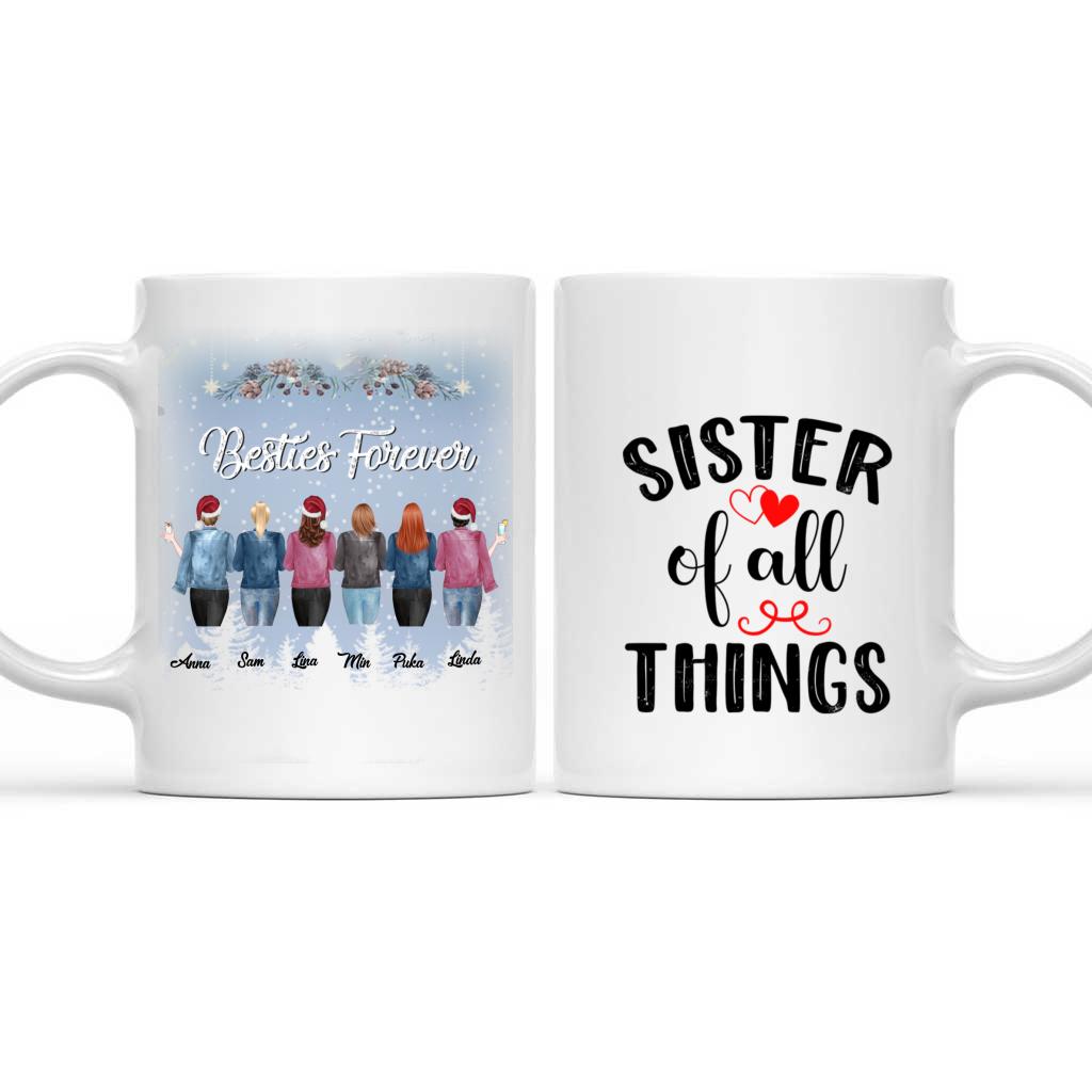 Up to 6 Girls - Besties Forever - Custom Christmas Mug Gift - Personalized Mug