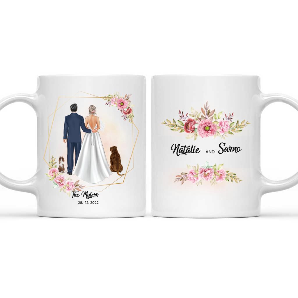 Personalized Couples Mugs - Custom Couple Wedding - Wedding with Pets