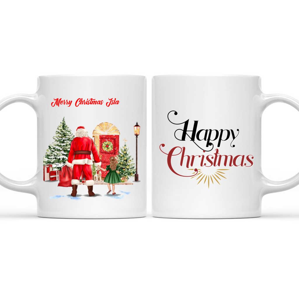 Personalized Mug -  Custom Mugs - Santa Claus X'mas With Girl