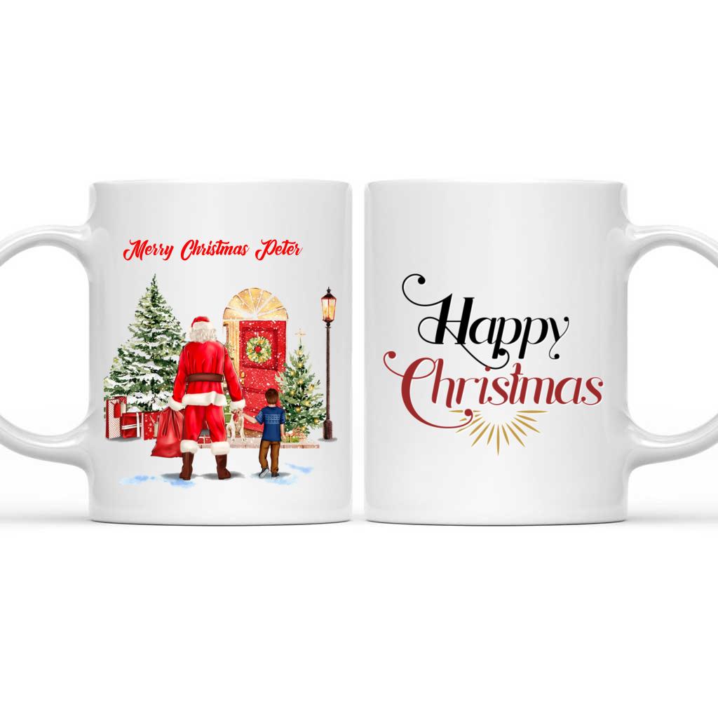 Santa Claus X'mas With Boy - Custom Mugs - Personalized Mug - Custom Mugs