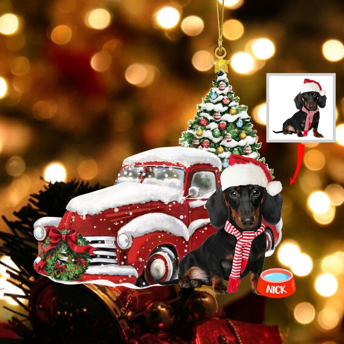 Personalized Christmas Dog Ornaments - Custom Dog Portraits - Dog's First Christmas