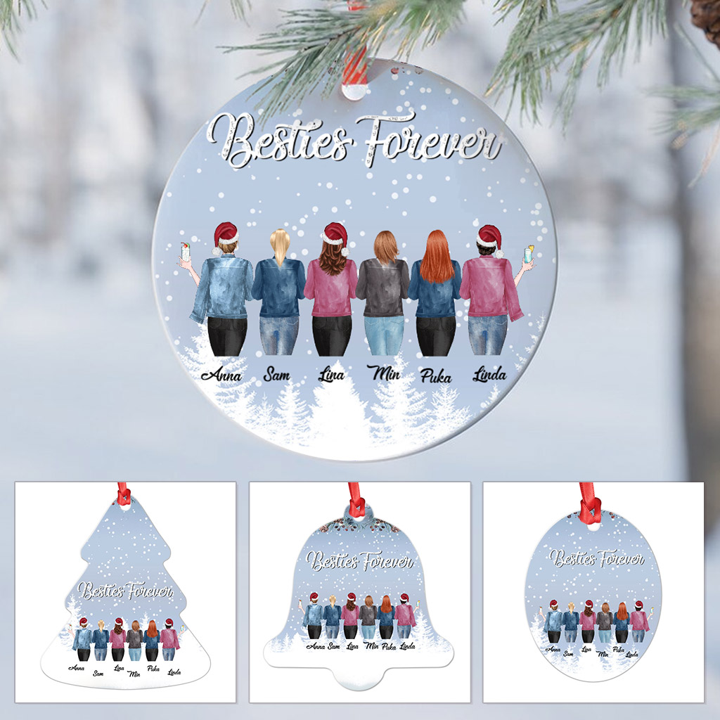 Up to 6 Girls - Besties Forever - Custom Christmas Ornament Gift - Personalized Best friend Ornament