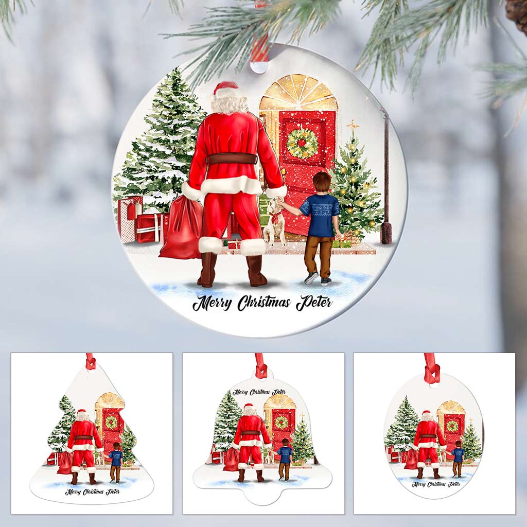 Santa Claus X'mas with Boy Ornaments Christmas - Custom Christmas Ornament Gift - Personalized Ornaments
