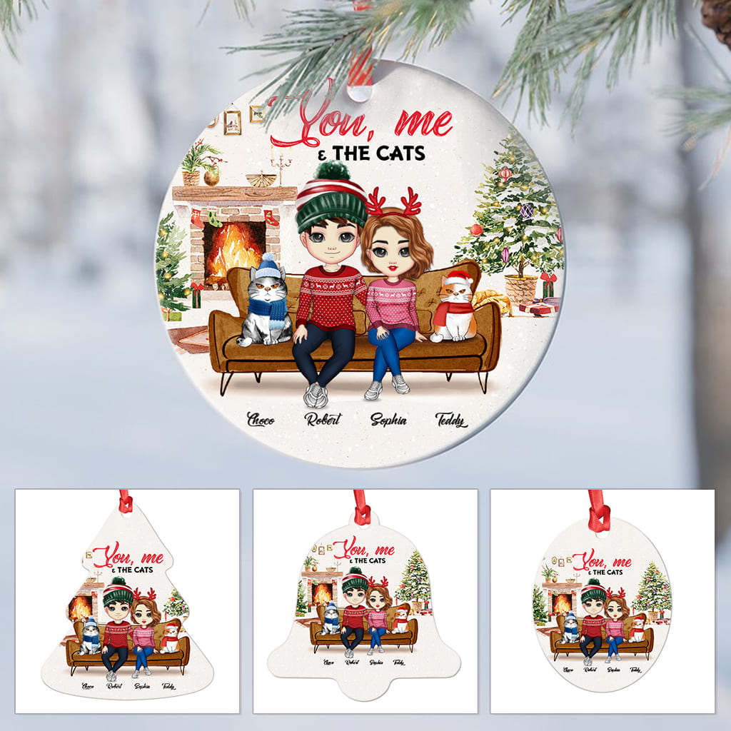 You Me & The Cats X'mas - Custom Christmas Ornament Gift - Personalized Ornaments